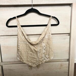 Style Rack Tan Bandana Print Cowl Neck Top